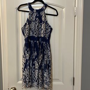 Blue lace semi-formal dress